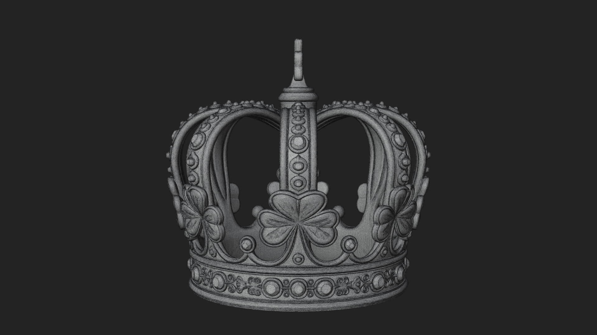 Shamrock Jeweled Crown Ornament Design 1 3D Print Model 3D Model