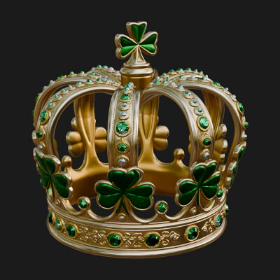 Shamrock Jeweled Crown Ornament Design 1 3D Print Model