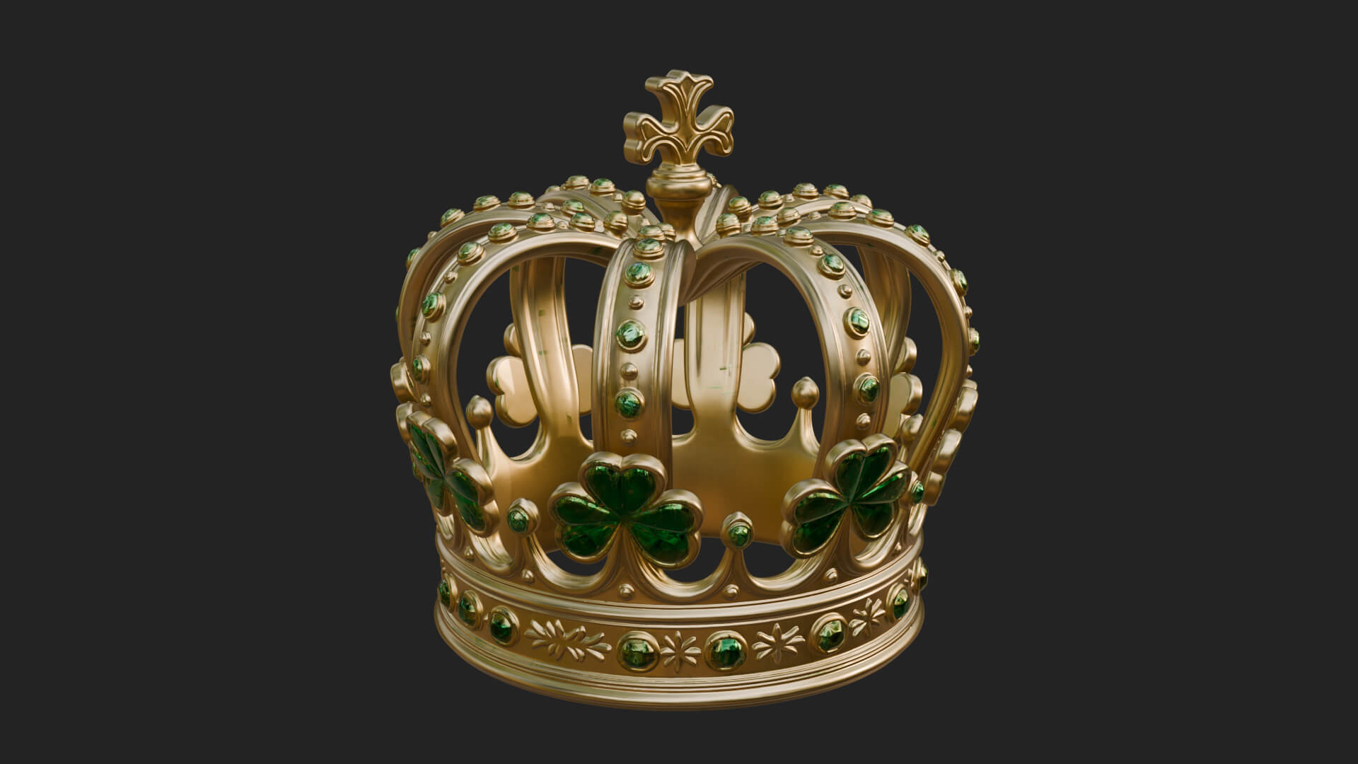 Shamrock Jeweled Crown Ornament Design 2 3D Print Model 3D Model