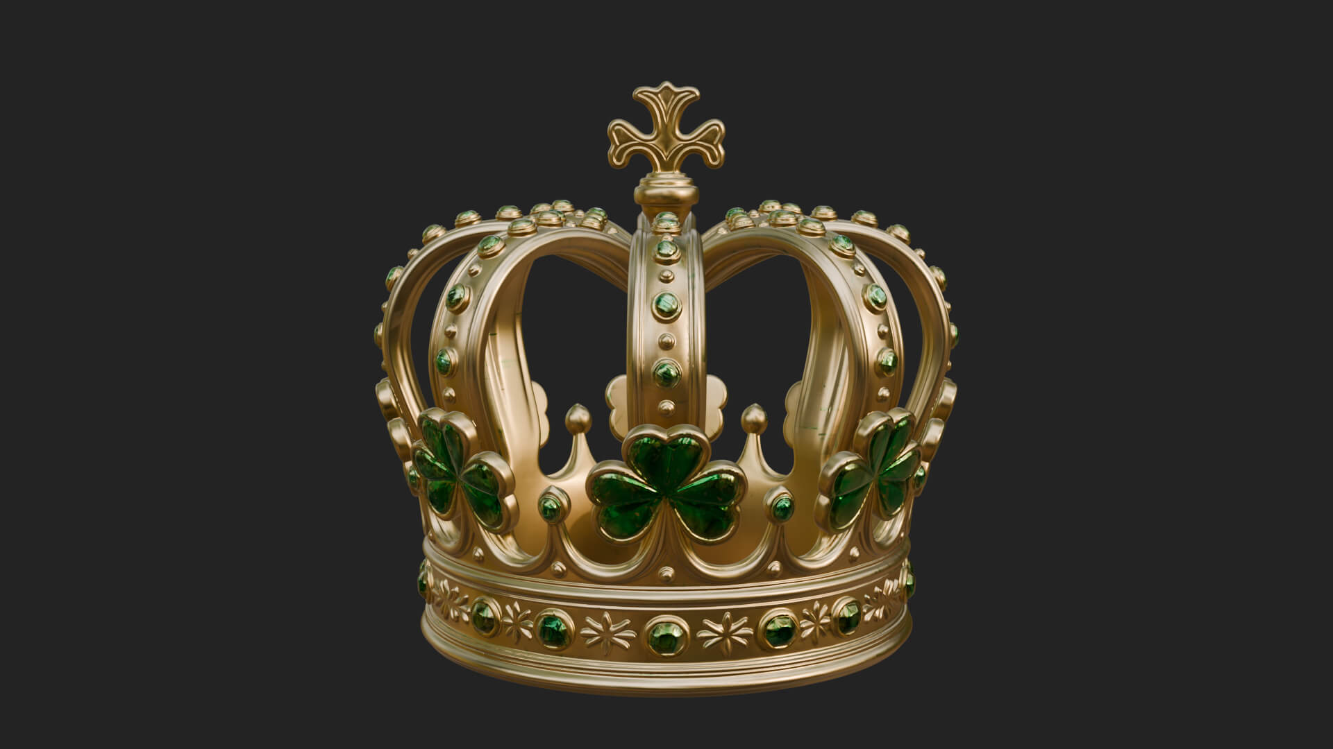 Shamrock Jeweled Crown Ornament Design 2 3D Print Model 3D Model