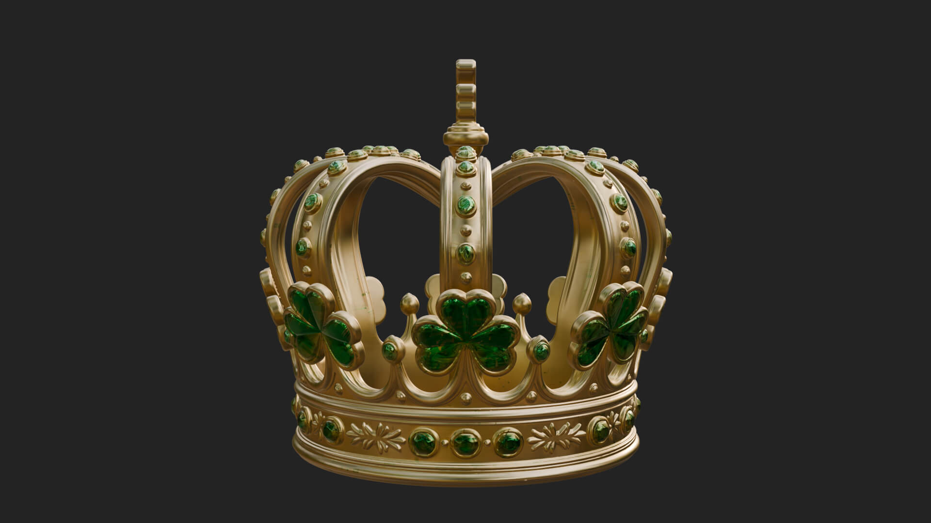 Shamrock Jeweled Crown Ornament Design 2 3D Print Model 3D Model