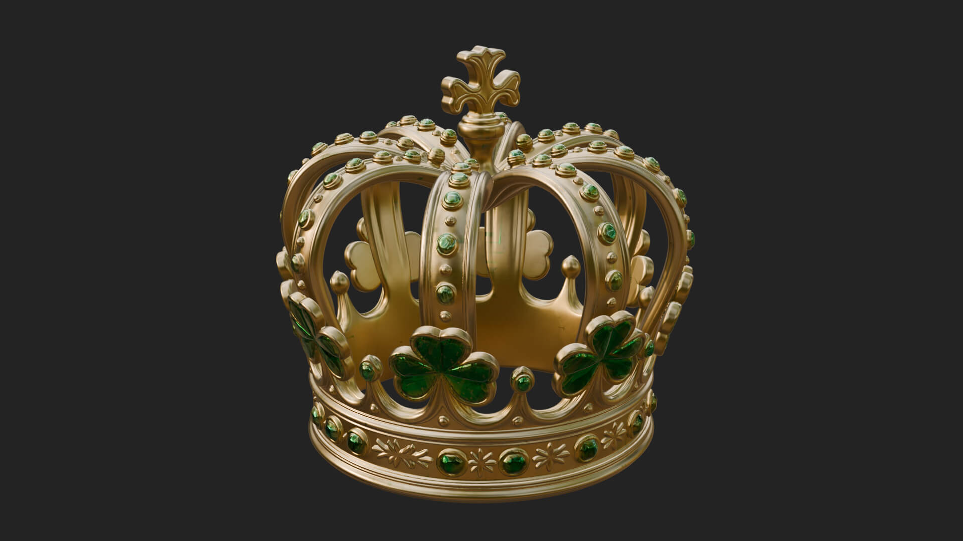 Shamrock Jeweled Crown Ornament Design 2 3D Print Model 3D Model