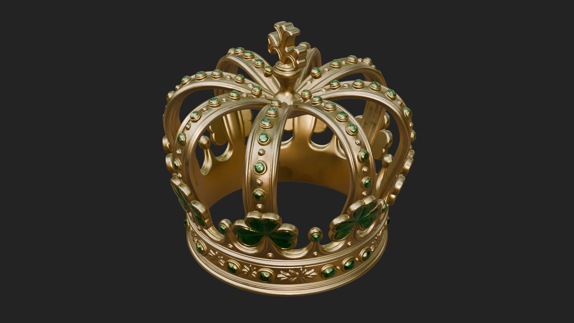 Shamrock Jeweled Crown Ornament Design 2 3D Print Model 3D Model