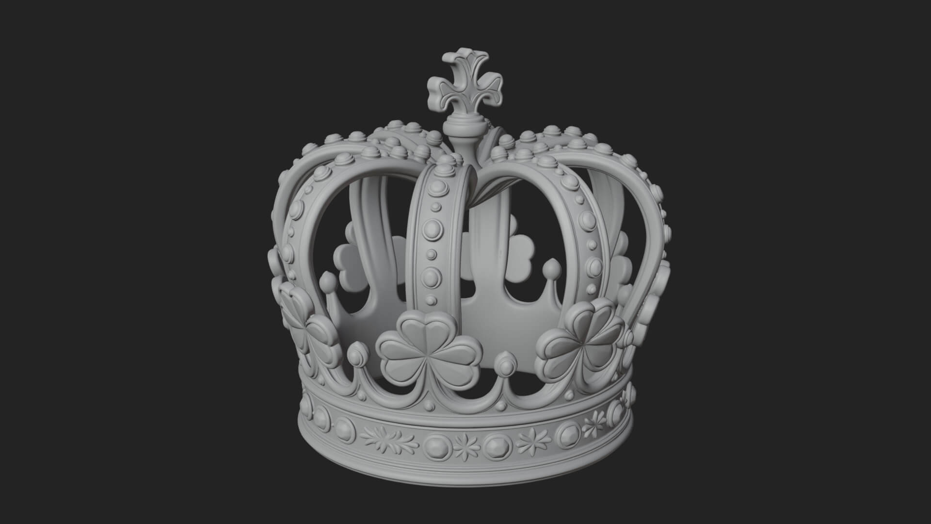 Shamrock Jeweled Crown Ornament Design 2 3D Print Model 3D Model