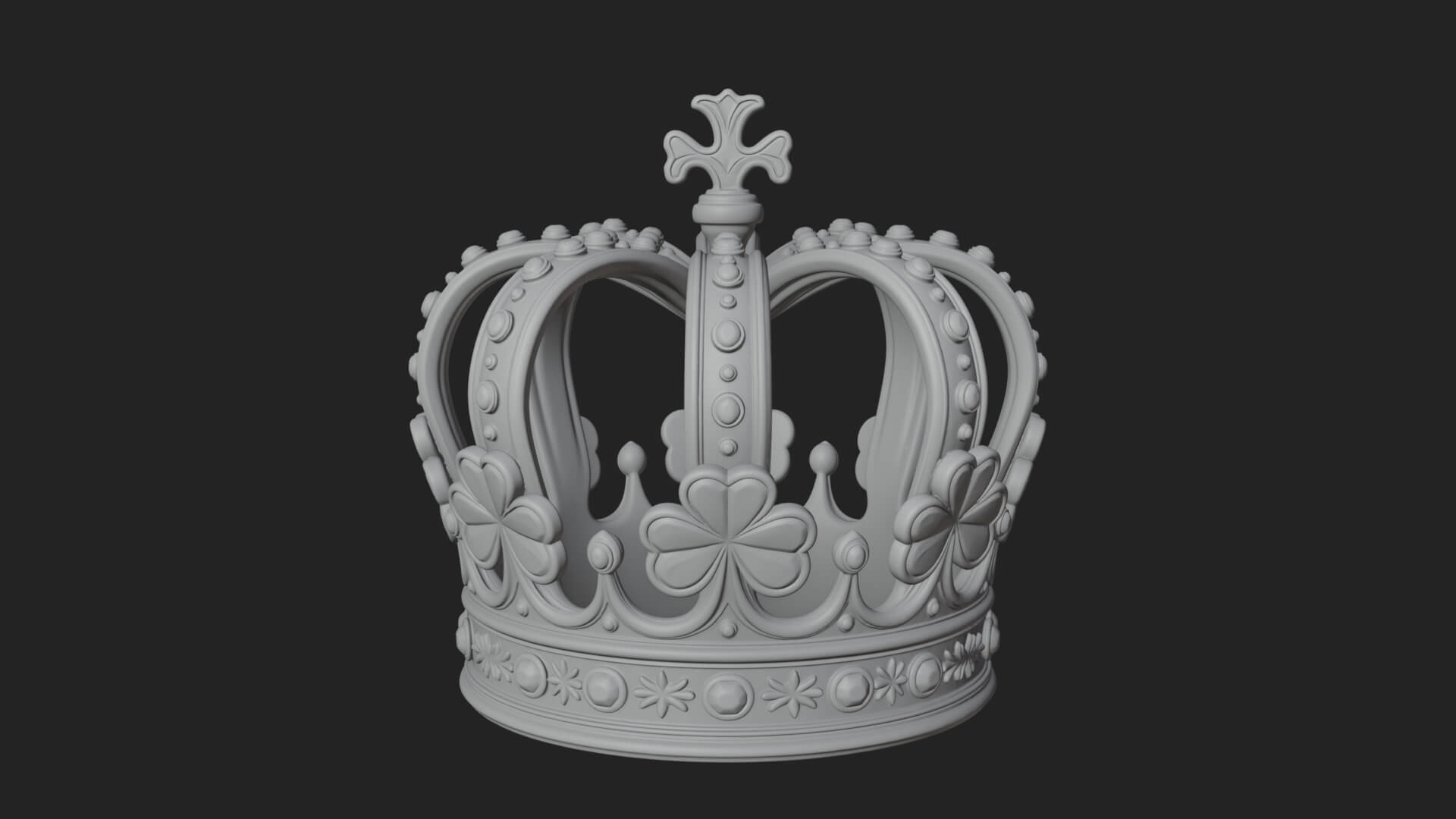 Shamrock Jeweled Crown Ornament Design 2 3D Print Model 3D Model