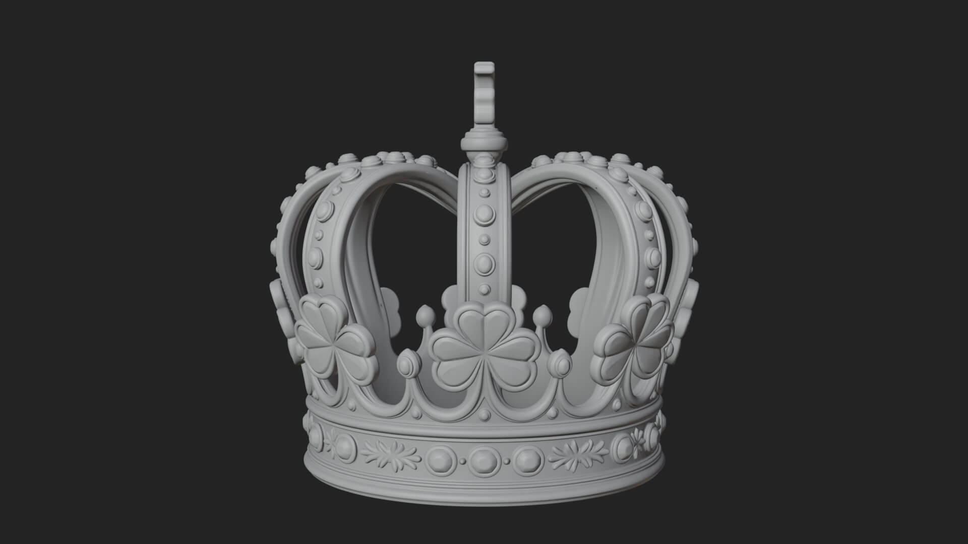 Shamrock Jeweled Crown Ornament Design 2 3D Print Model 3D Model