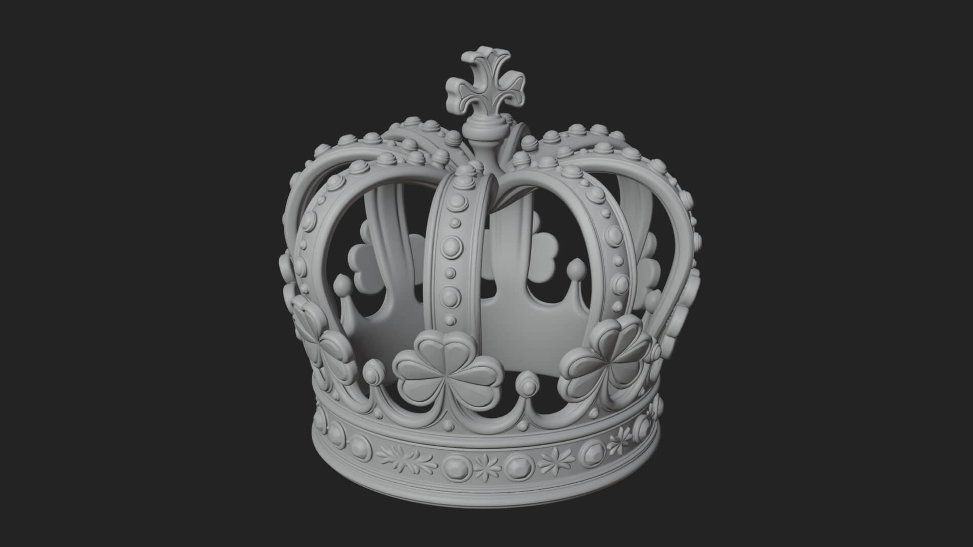 Shamrock Jeweled Crown Ornament Design 2 3D Print Model 3D Model