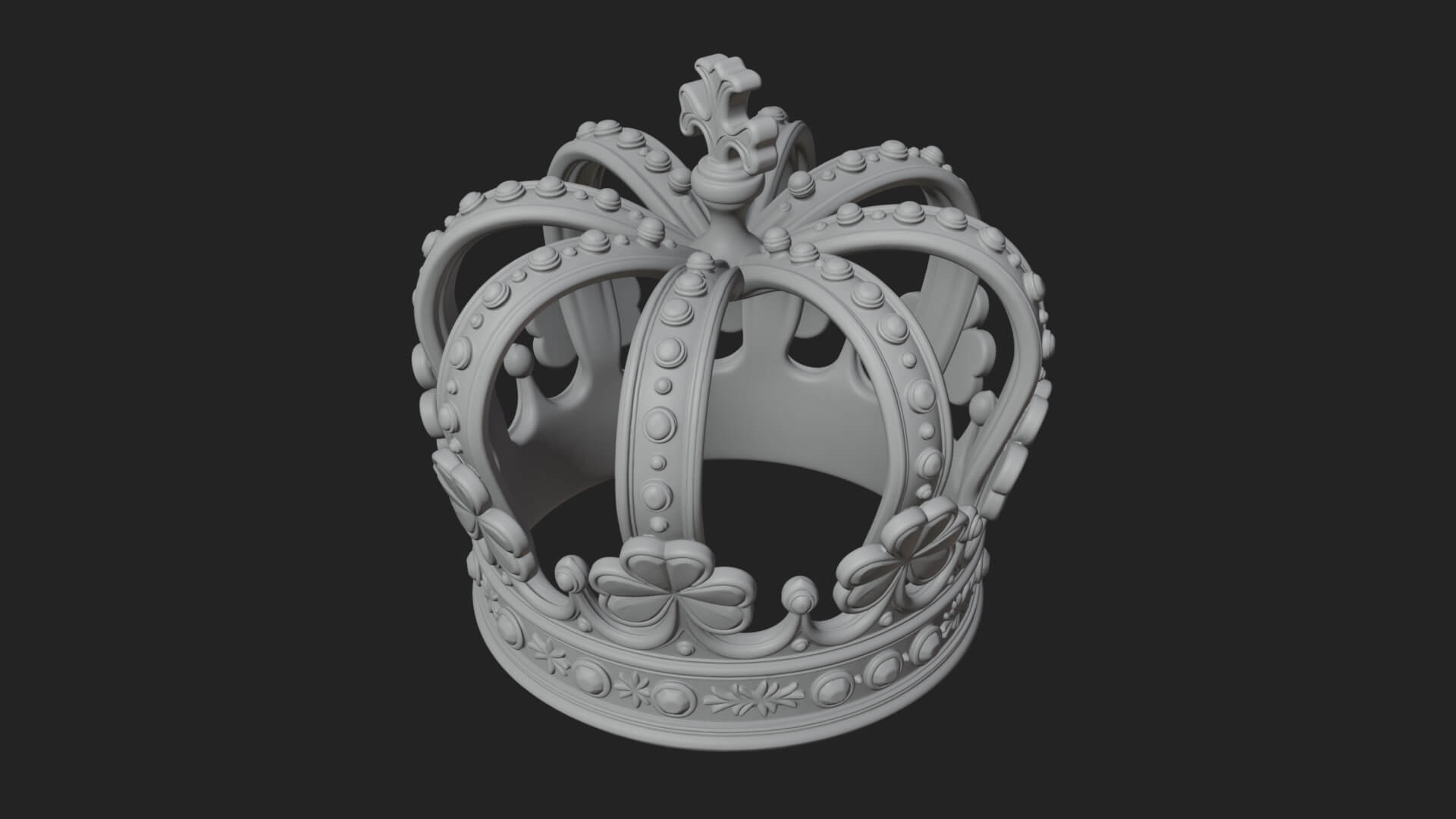Shamrock Jeweled Crown Ornament Design 2 3D Print Model 3D Model