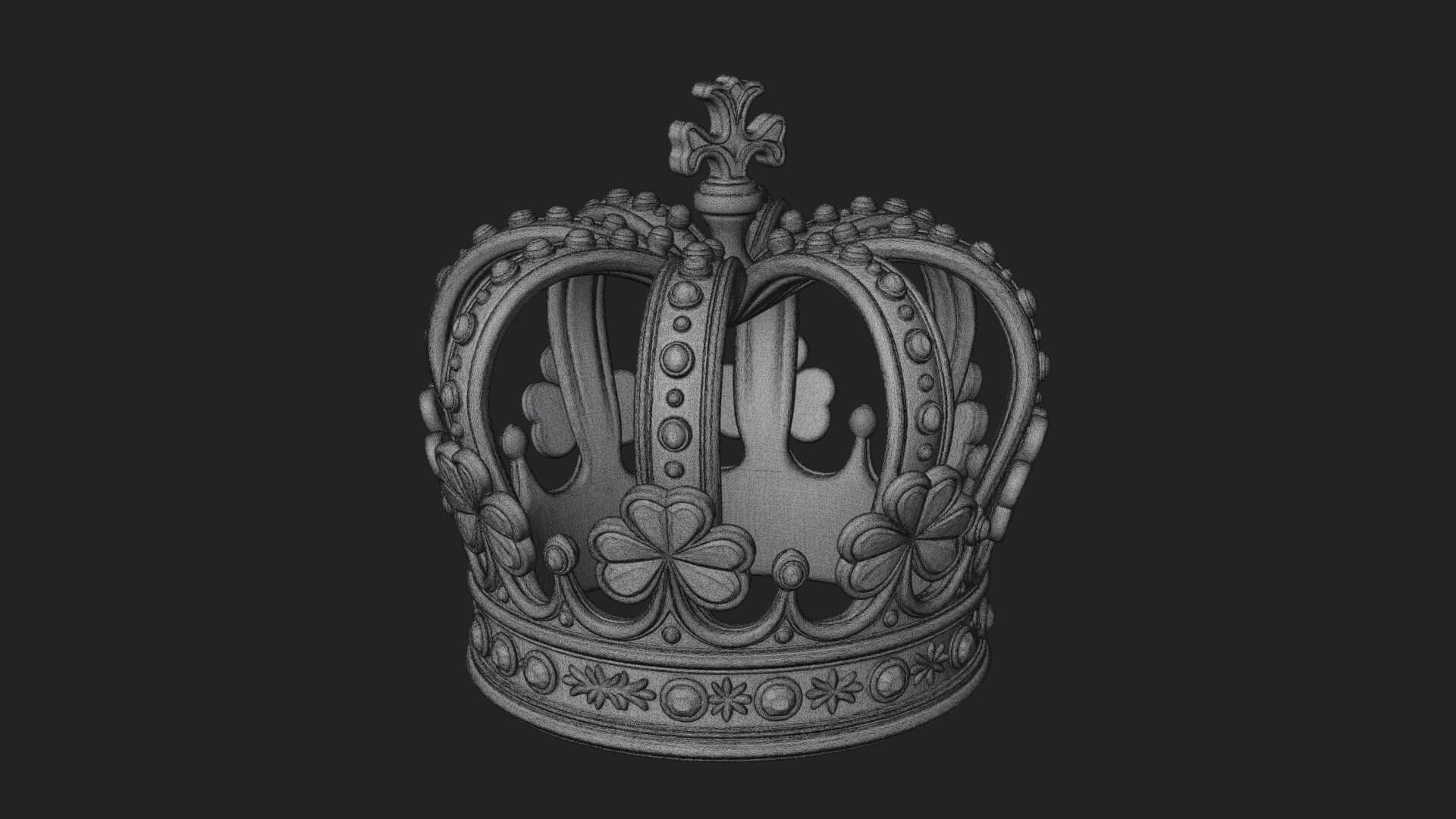 Shamrock Jeweled Crown Ornament Design 2 3D Print Model 3D Model