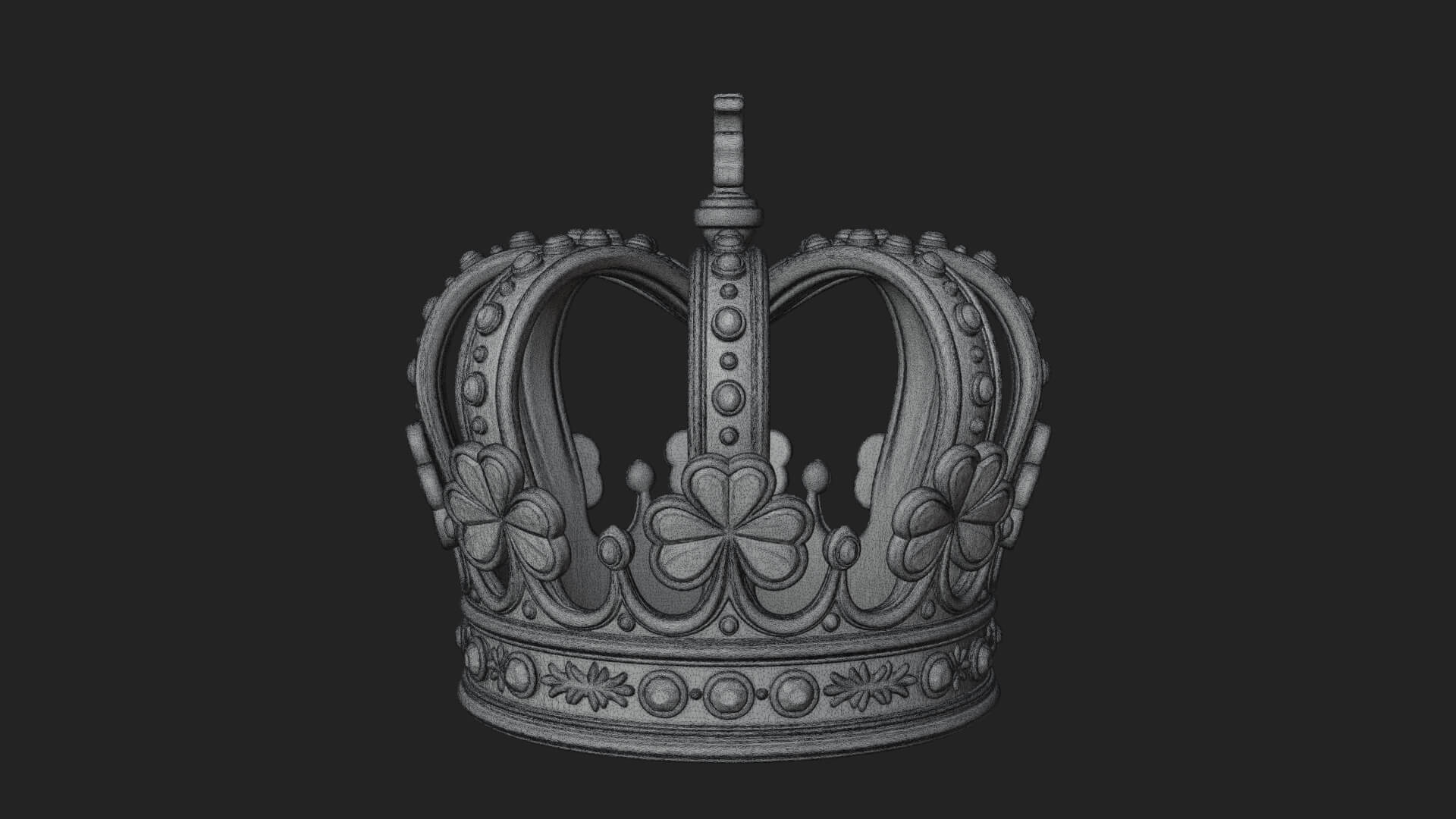Shamrock Jeweled Crown Ornament Design 2 3D Print Model 3D Model
