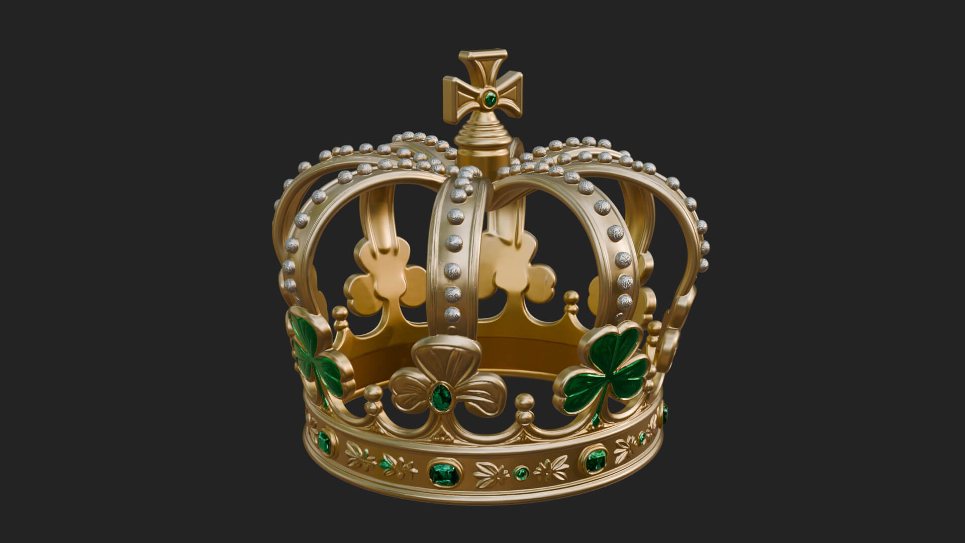 Shamrock Jeweled Crown Ornament Design 3 3D Print Model 3D Model