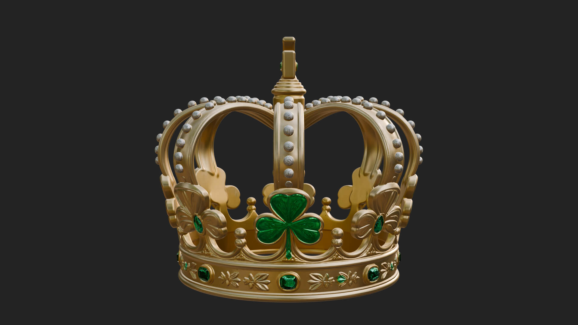 Shamrock Jeweled Crown Ornament Design 3 3D Print Model 3D Model