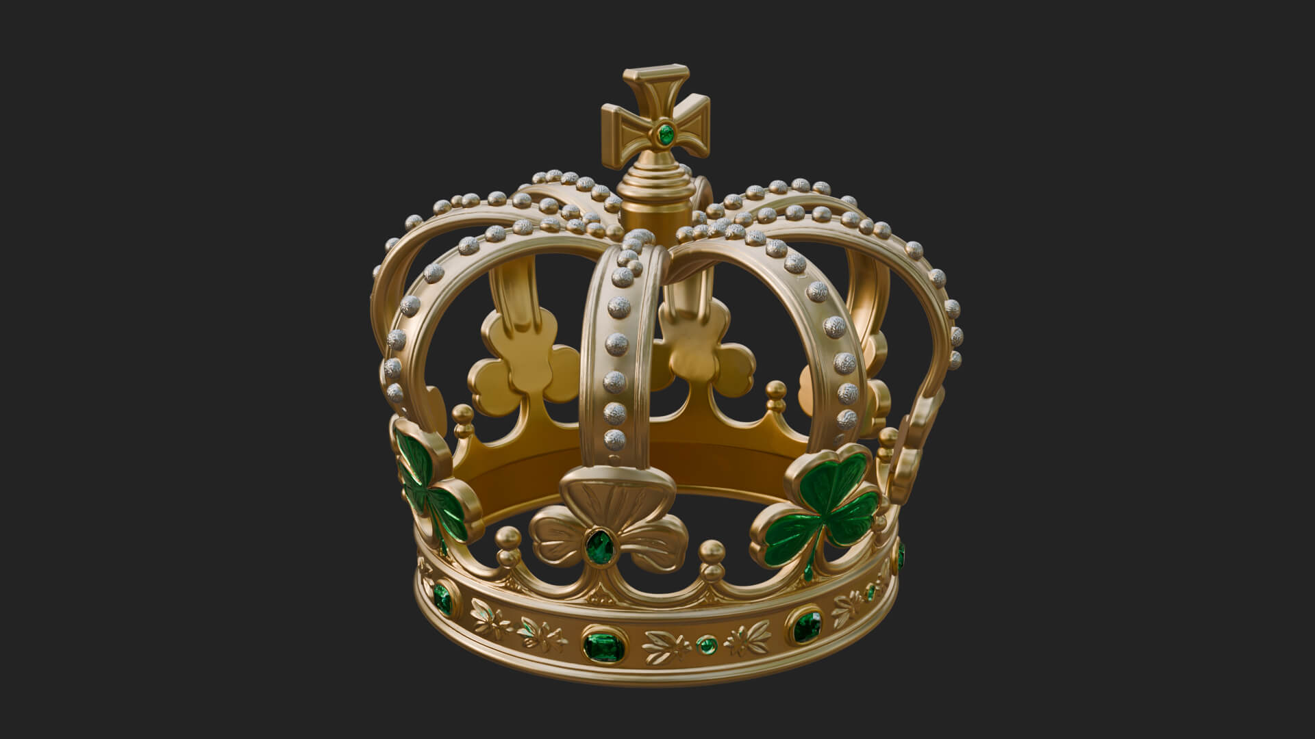 Shamrock Jeweled Crown Ornament Design 3 3D Print Model 3D Model