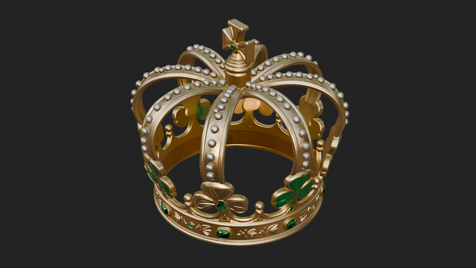 Shamrock Jeweled Crown Ornament Design 3 3D Print Model 3D Model
