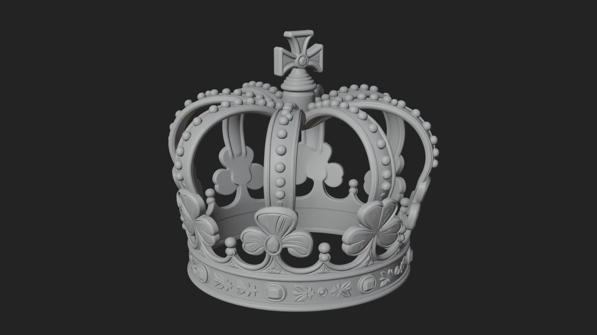Shamrock Jeweled Crown Ornament Design 3 3D Print Model 3D Model