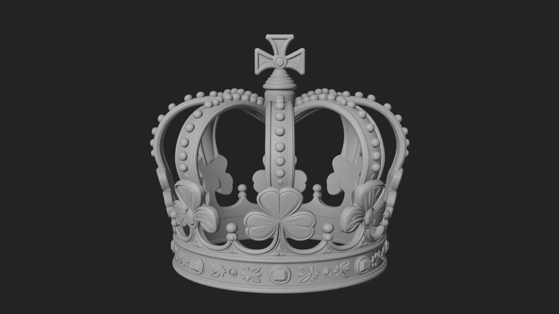Shamrock Jeweled Crown Ornament Design 3 3D Print Model 3D Model
