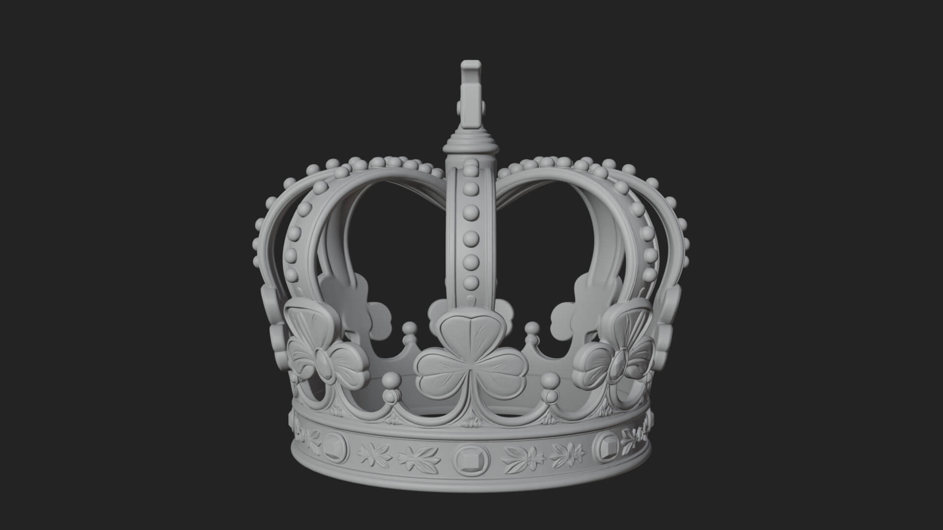 Shamrock Jeweled Crown Ornament Design 3 3D Print Model 3D Model