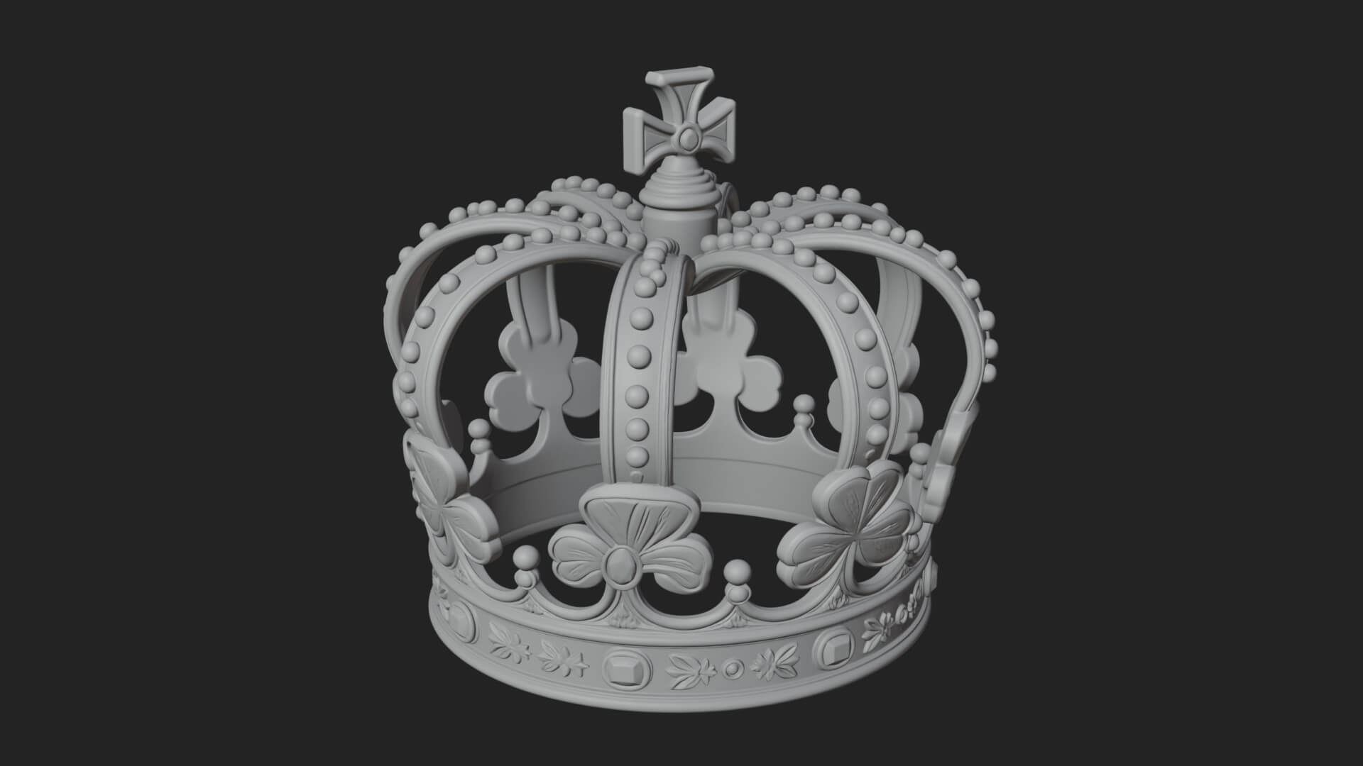 Shamrock Jeweled Crown Ornament Design 3 3D Print Model 3D Model