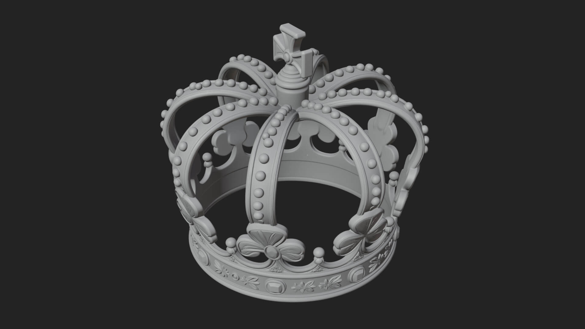 Shamrock Jeweled Crown Ornament Design 3 3D Print Model 3D Model