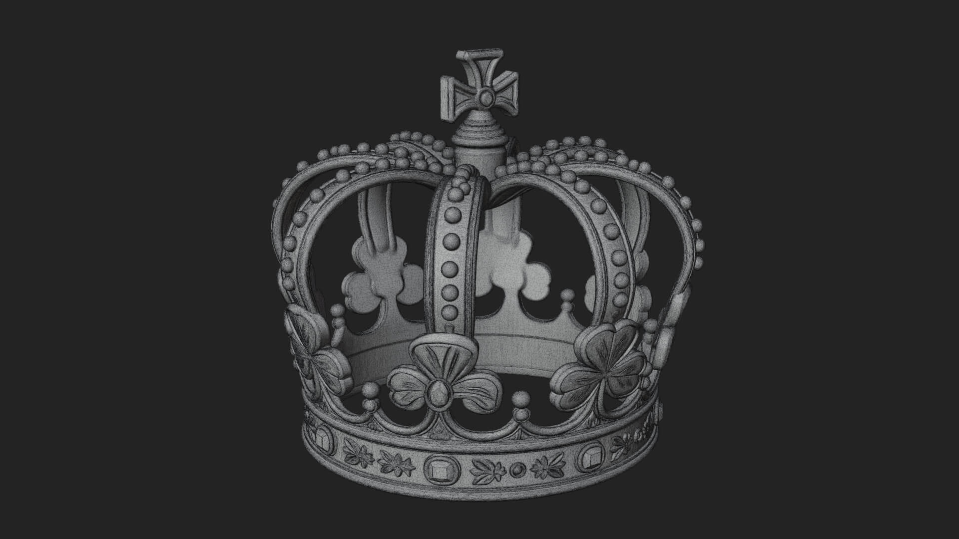 Shamrock Jeweled Crown Ornament Design 3 3D Print Model 3D Model