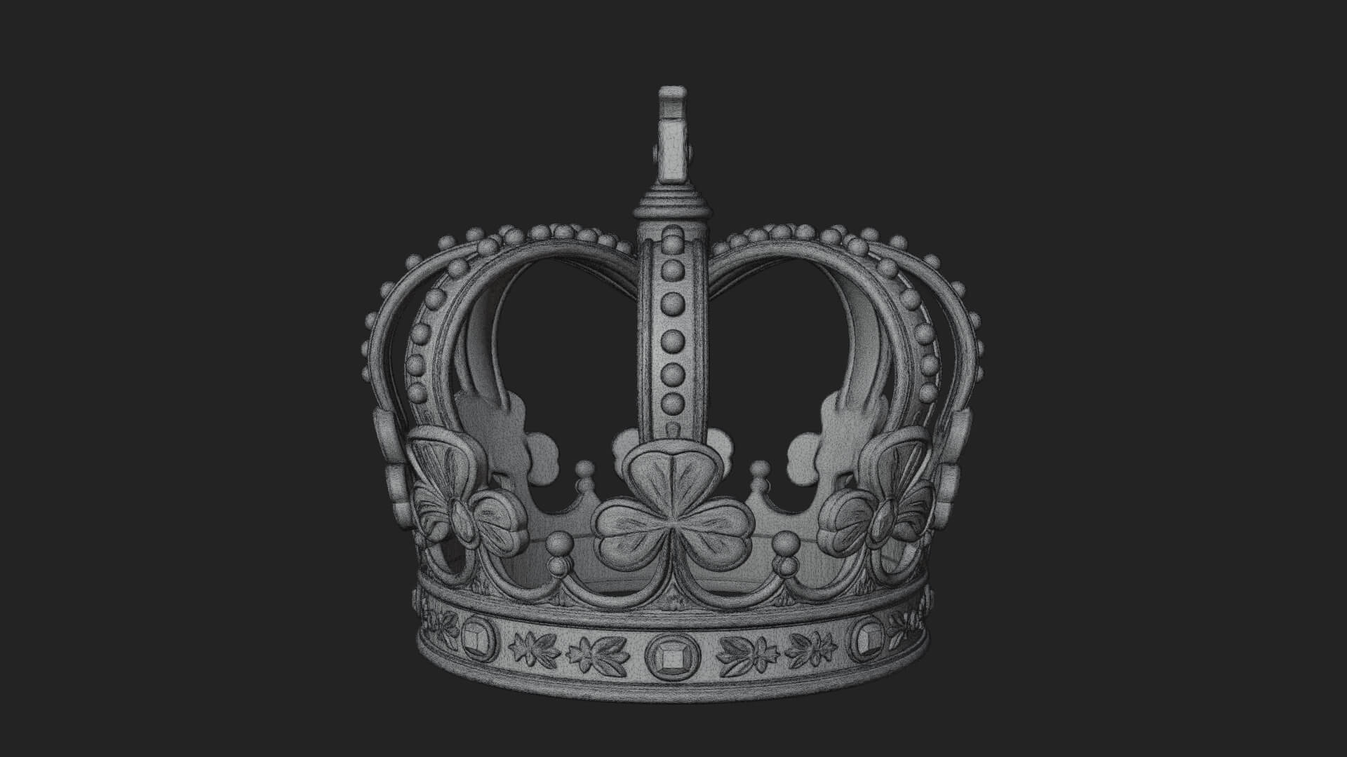 Shamrock Jeweled Crown Ornament Design 3 3D Print Model 3D Model