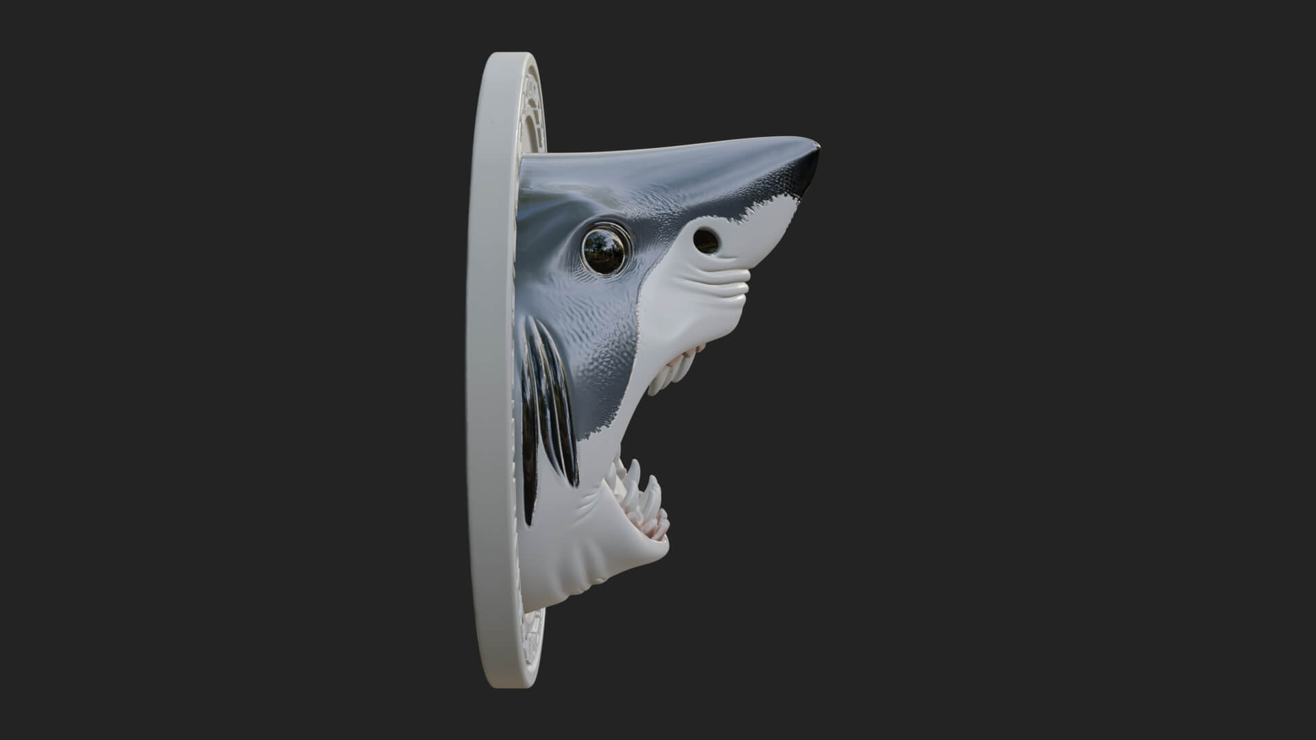 Shark Head Oval Relief Plaque Design 1 3D Print Model 3D Model