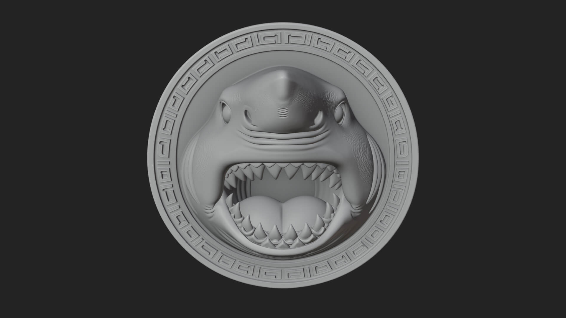 Shark Head Oval Relief Plaque Design 1 3D Print Model 3D Model