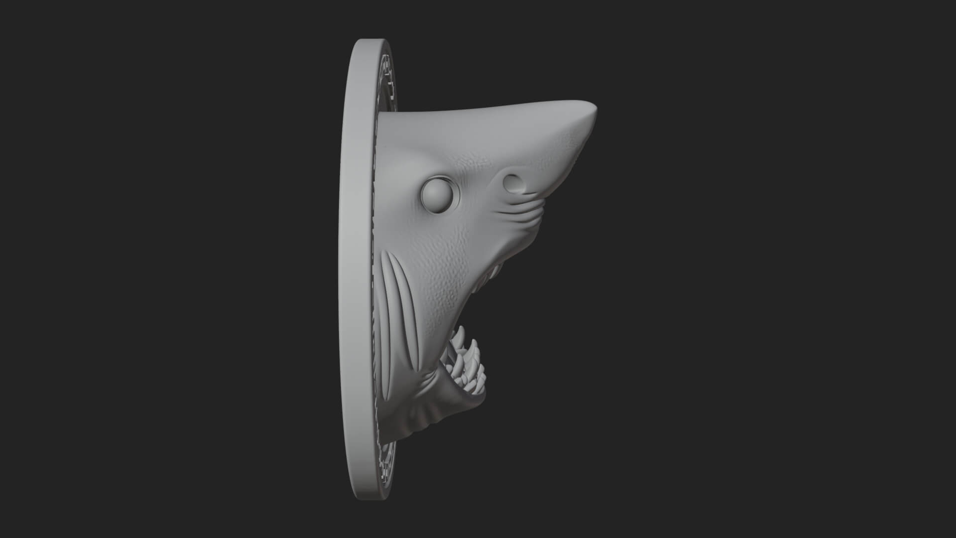 Shark Head Oval Relief Plaque Design 1 3D Print Model 3D Model