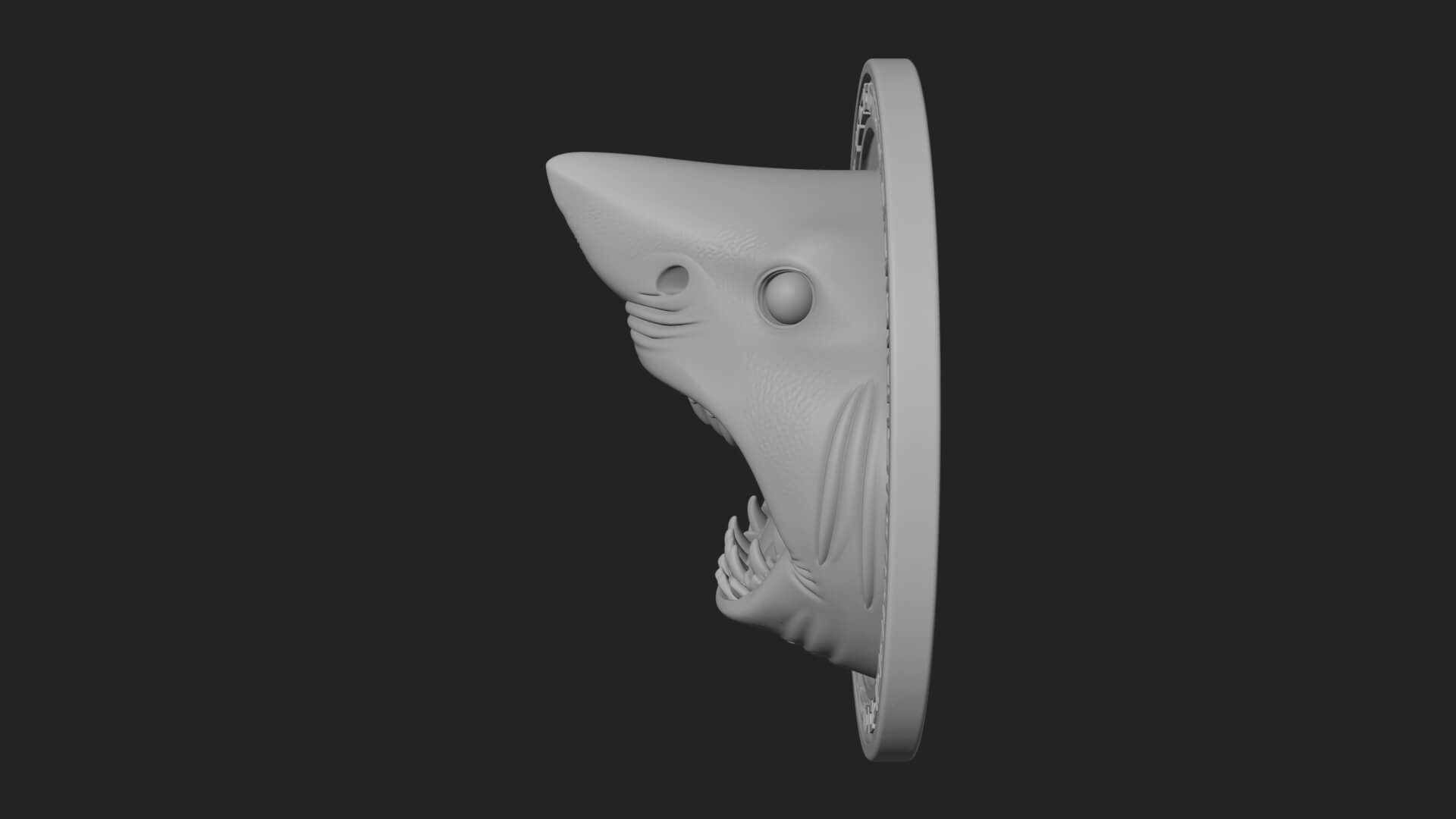 Shark Head Oval Relief Plaque Design 1 3D Print Model 3D Model
