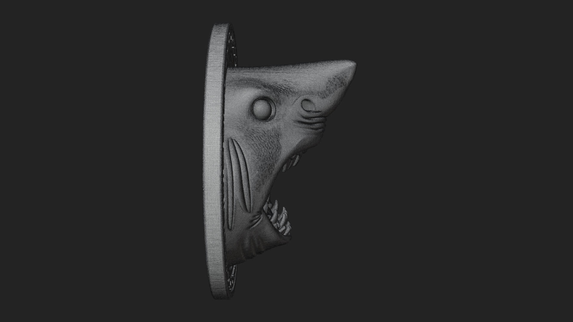 Shark Head Oval Relief Plaque Design 1 3D Print Model 3D Model