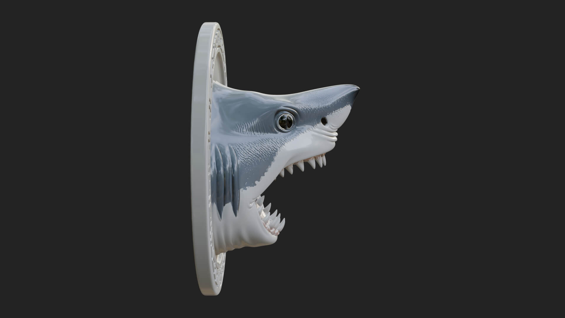 Shark Head Oval Relief Plaque Design 2 3D Print Model 3D Model