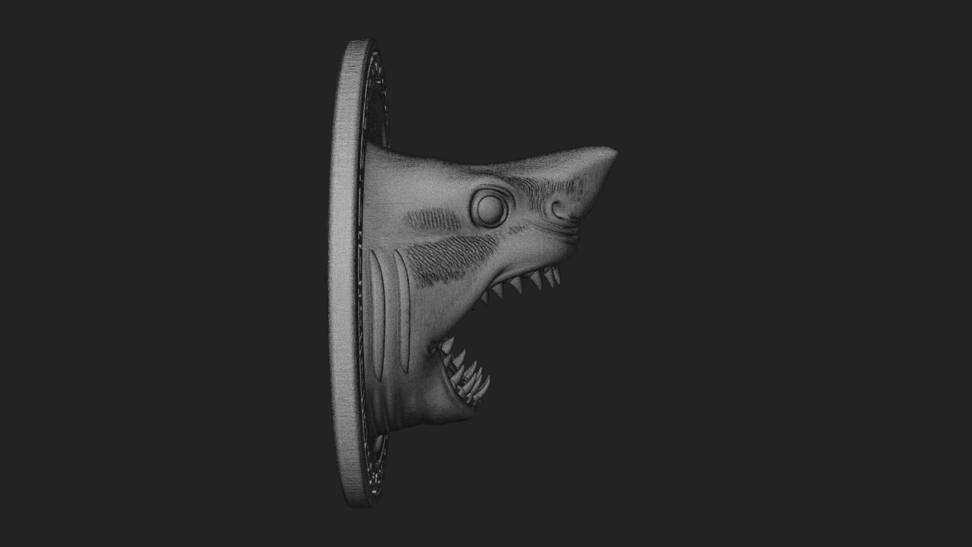 Shark Head Oval Relief Plaque Design 2 3D Print Model 3D Model