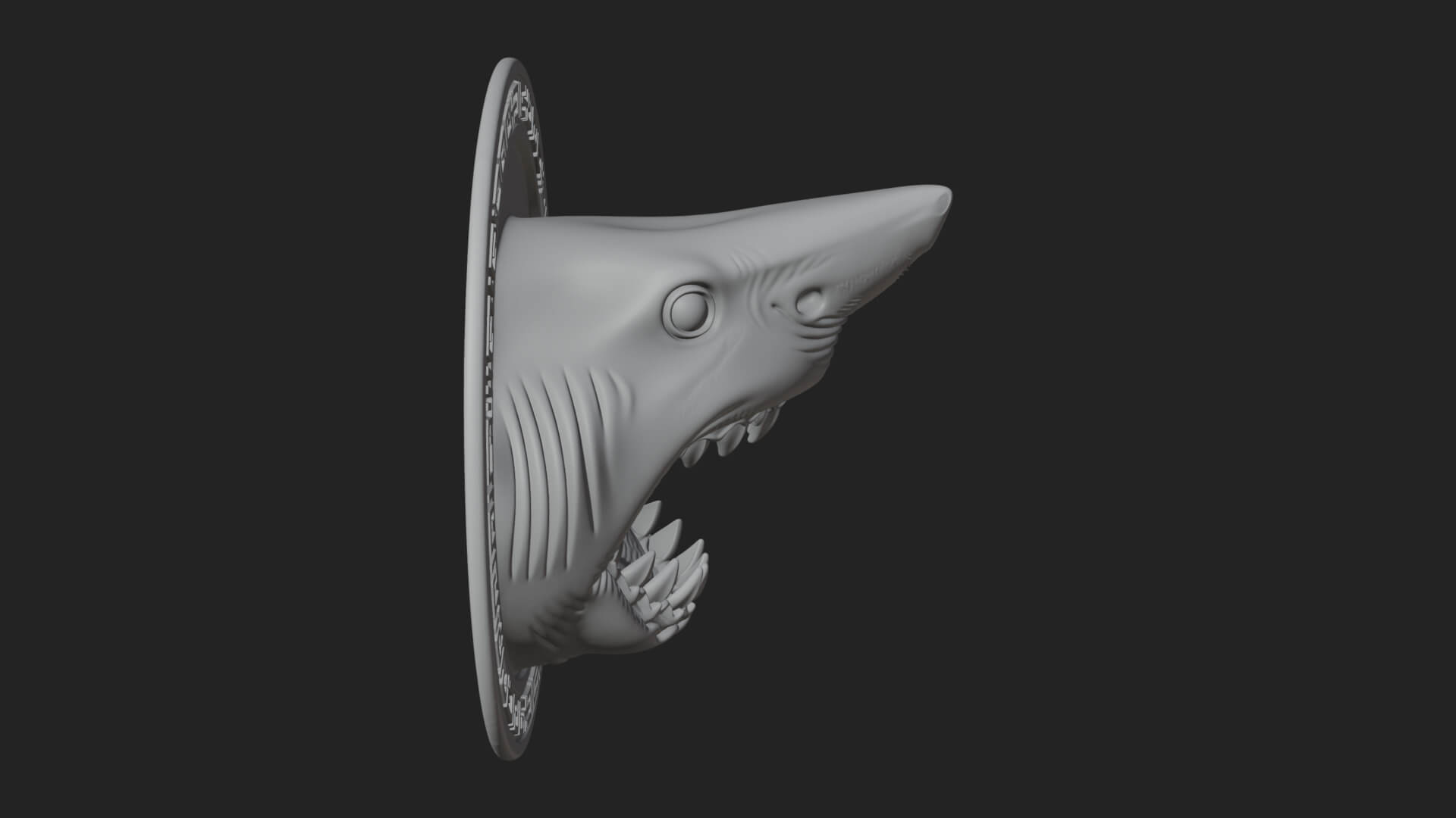 Shark Head Oval Relief Plaque Design 3 3D Print Model 3D Model