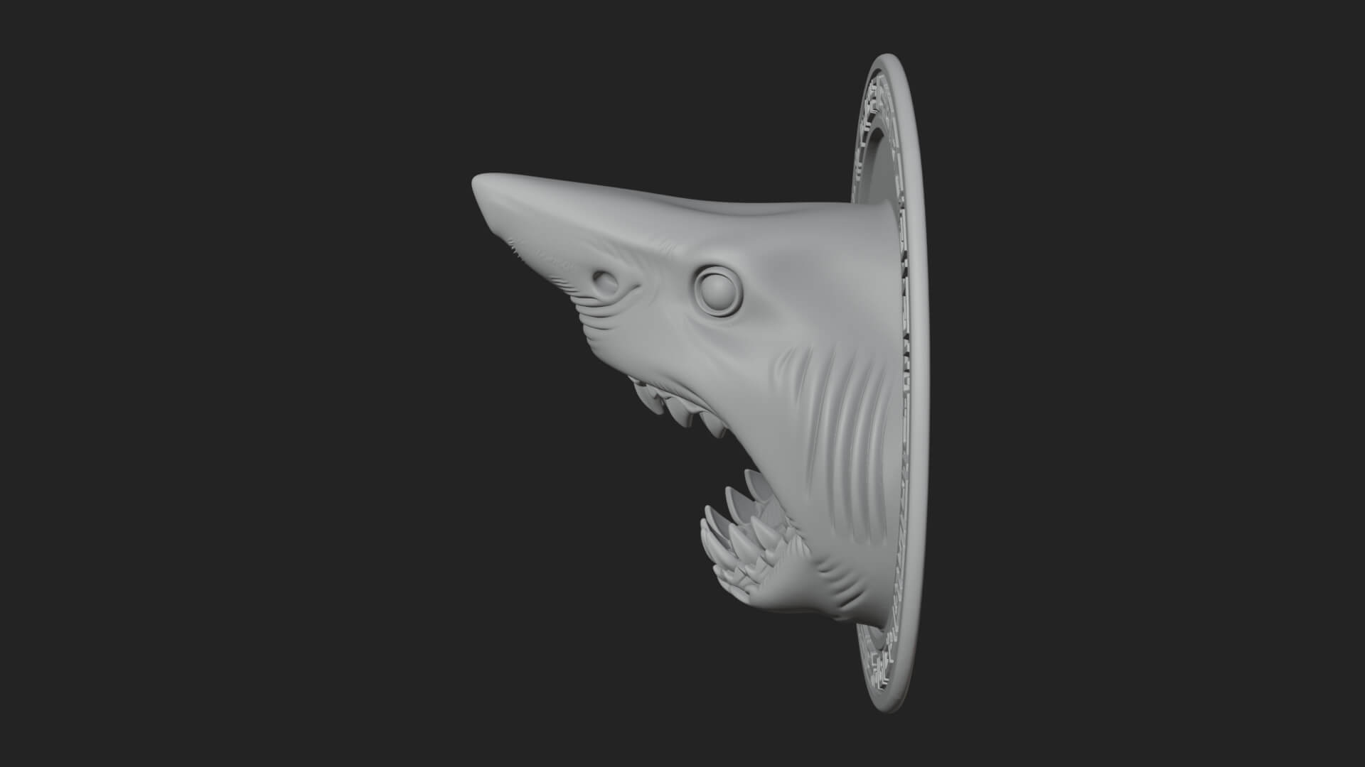 Shark Head Oval Relief Plaque Design 3 3D Print Model 3D Model