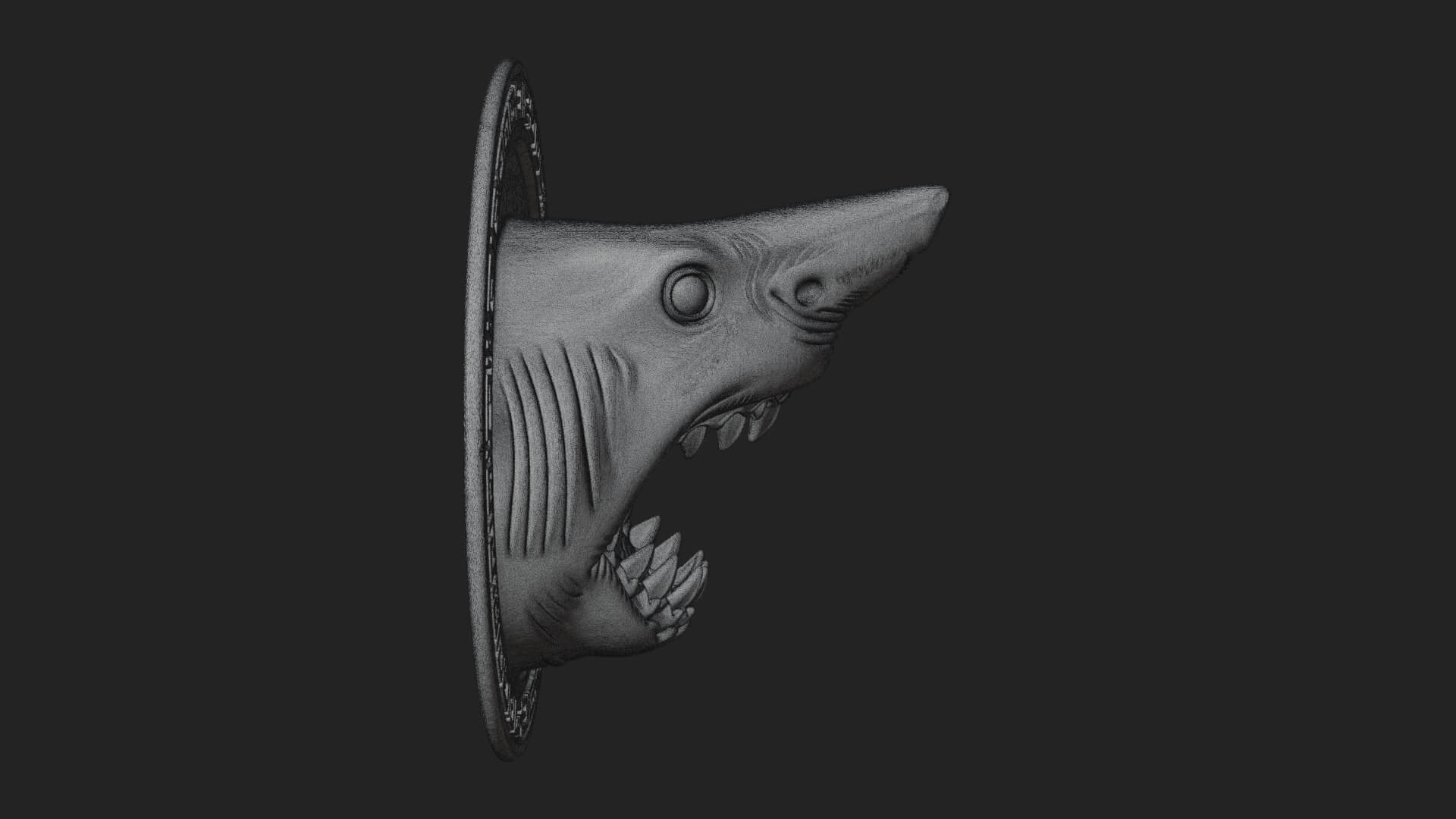 Shark Head Oval Relief Plaque Design 3 3D Print Model 3D Model