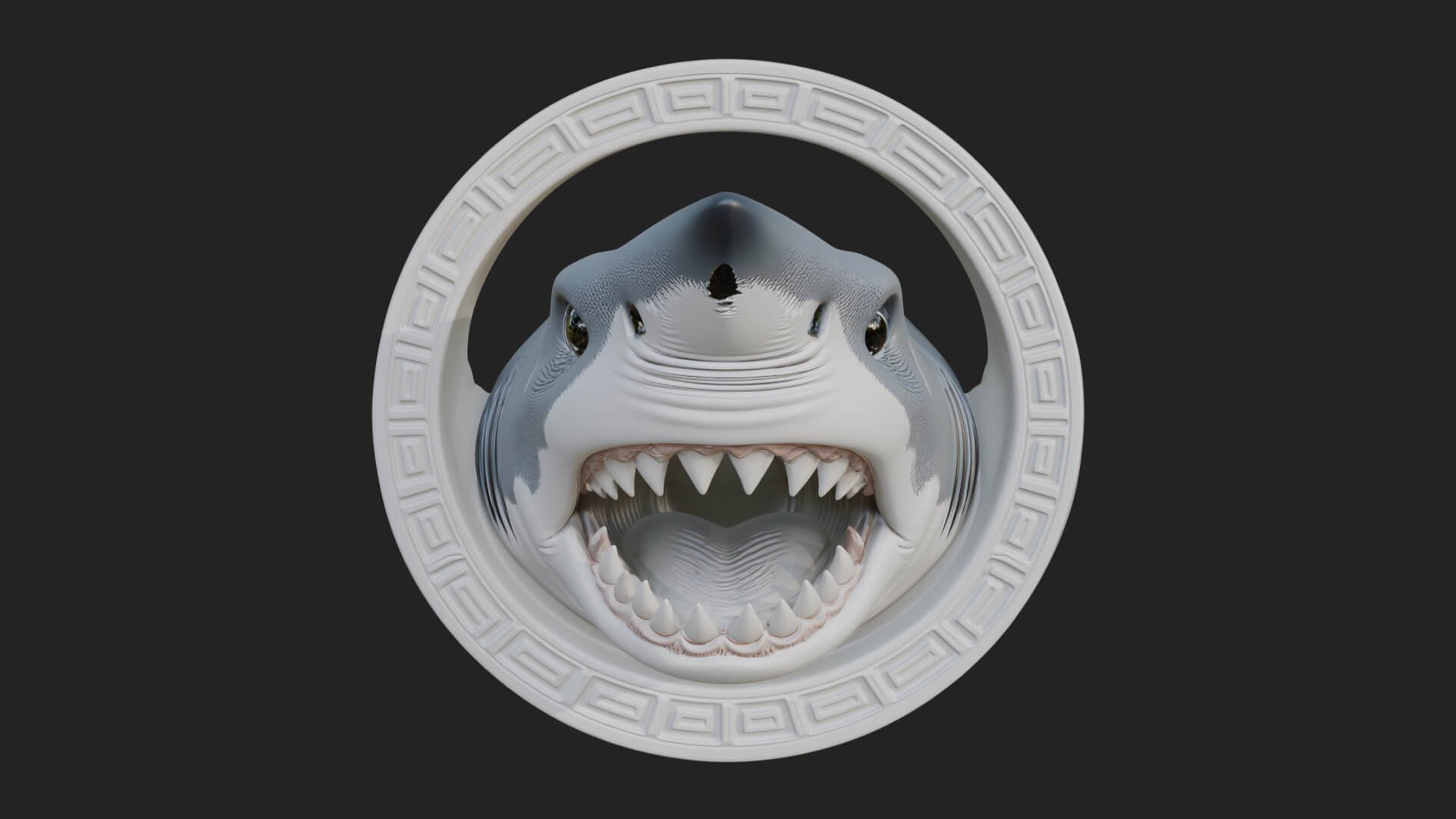 Shark Head Oval Relief Plaque Design 4 3D Print Model 3D Model