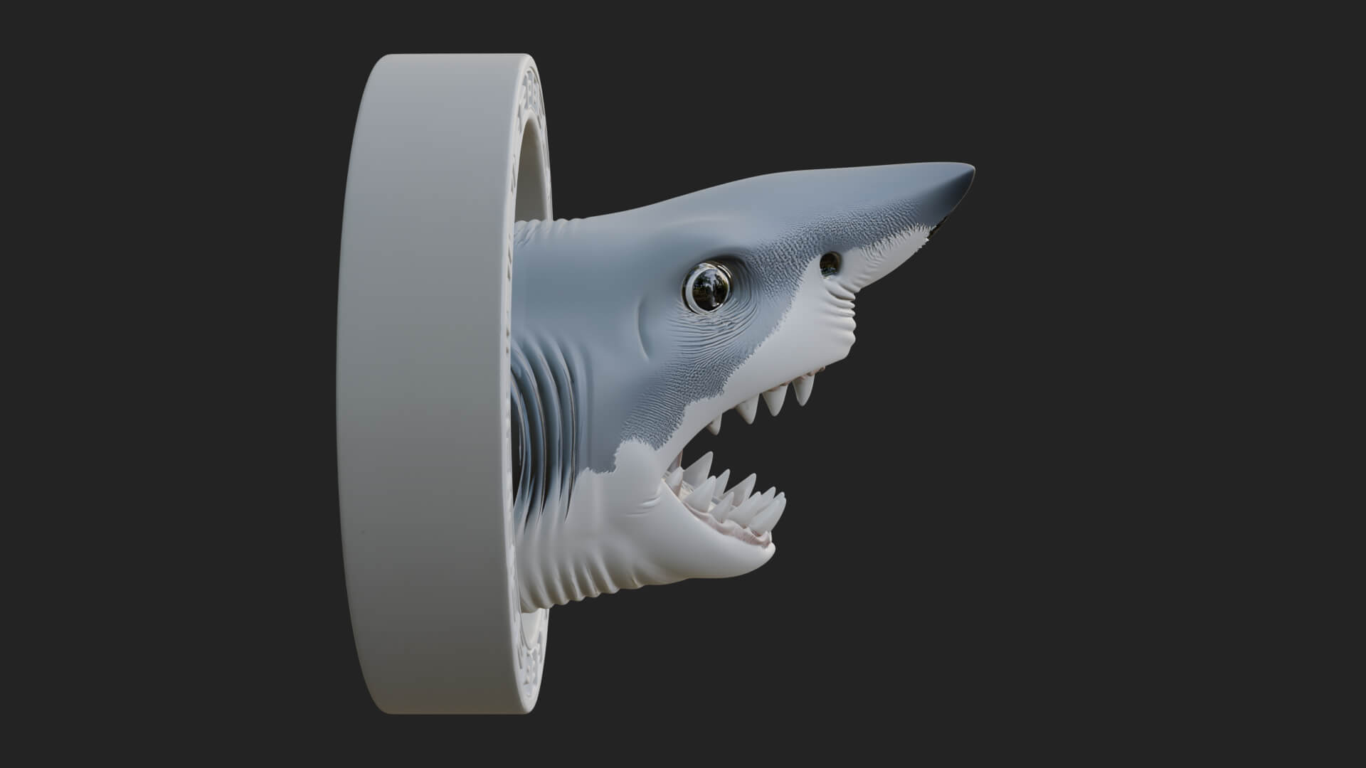 Shark Head Oval Relief Plaque Design 4 3D Print Model 3D Model