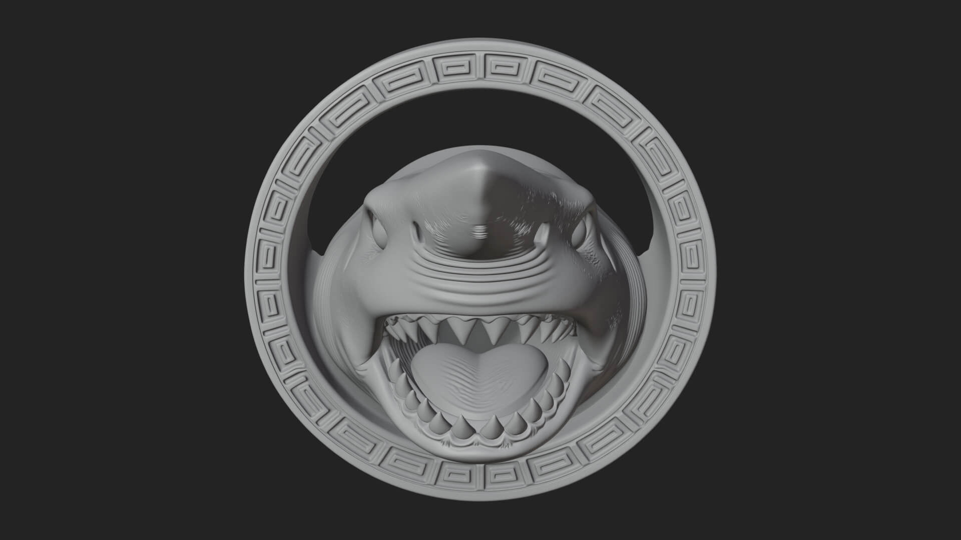 Shark Head Oval Relief Plaque Design 4 3D Print Model 3D Model