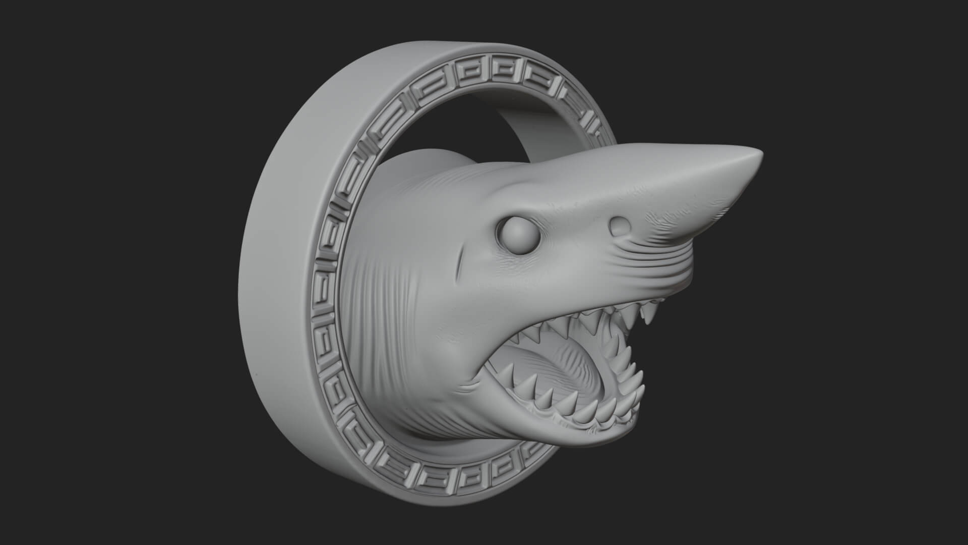Shark Head Oval Relief Plaque Design 4 3D Print Model 3D Model