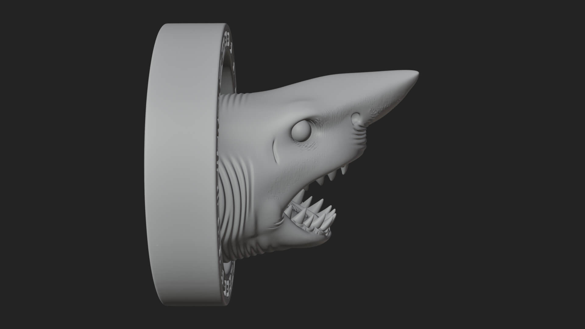 Shark Head Oval Relief Plaque Design 4 3D Print Model 3D Model