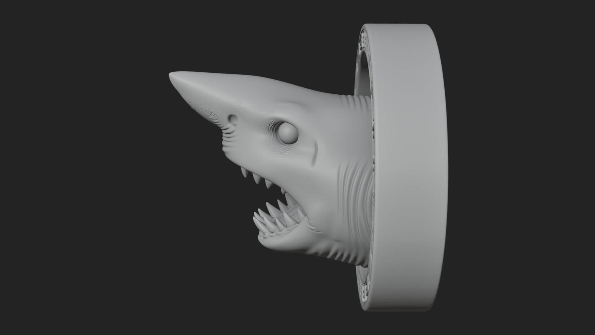 Shark Head Oval Relief Plaque Design 4 3D Print Model 3D Model