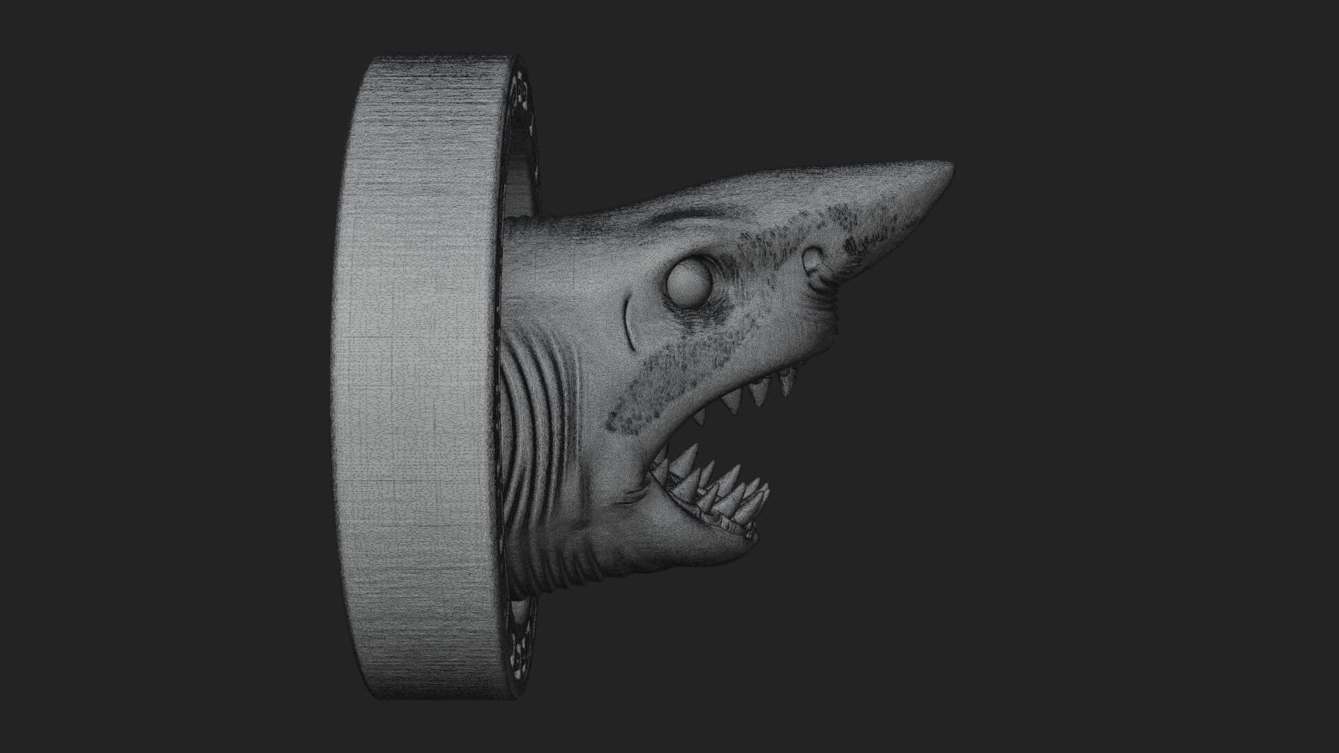 Shark Head Oval Relief Plaque Design 4 3D Print Model 3D Model