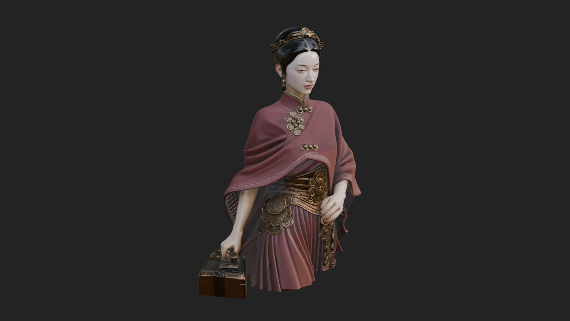 Shawl Wrapped Lady Statue Design 1 3D Print Model 3D Model