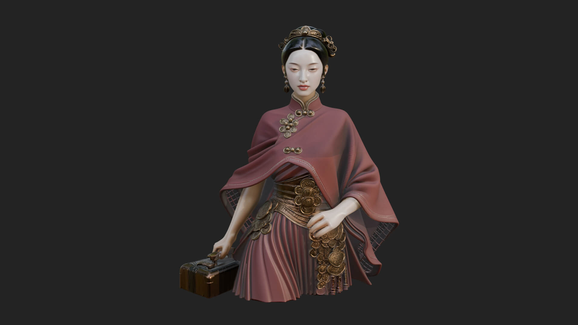 Shawl Wrapped Lady Statue Design 1 3D Print Model 3D Model