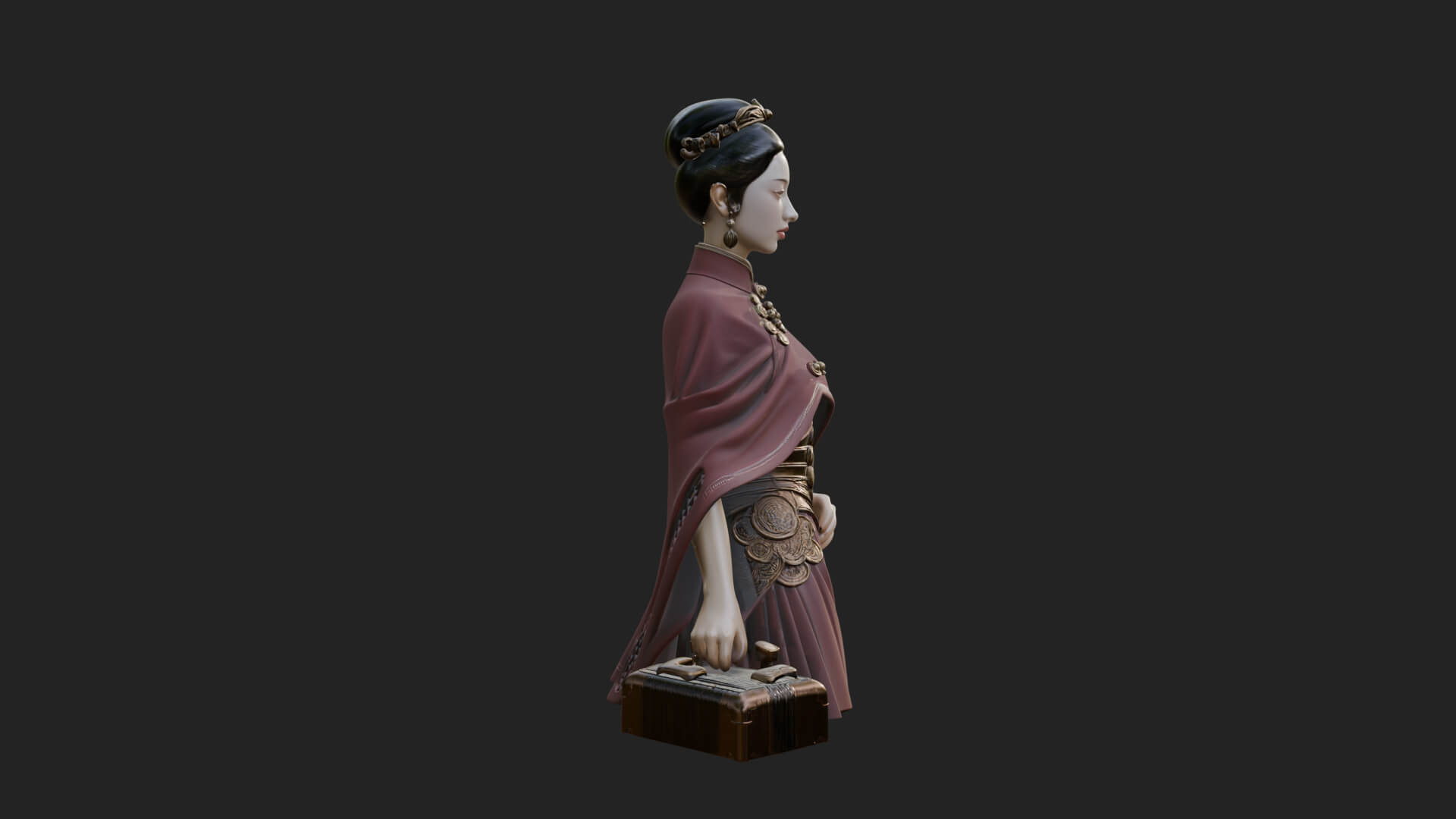 Shawl Wrapped Lady Statue Design 1 3D Print Model 3D Model