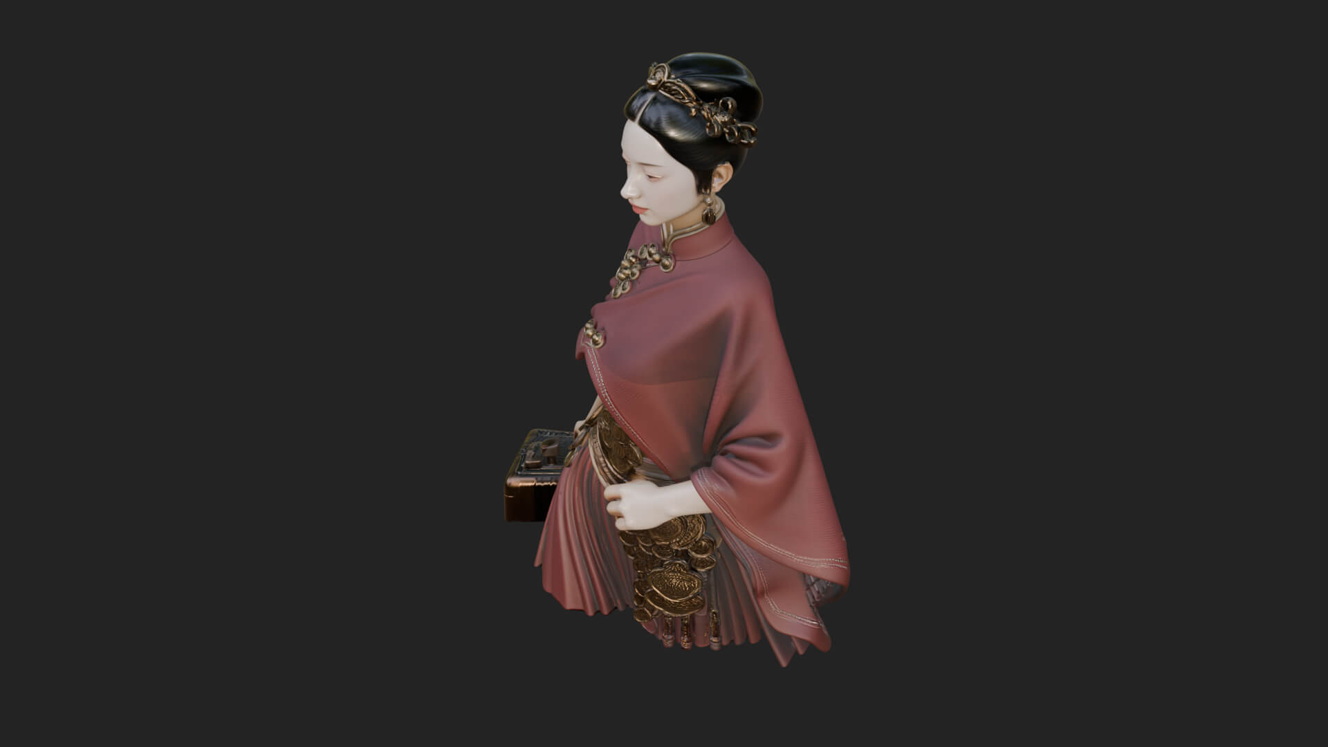 Shawl Wrapped Lady Statue Design 1 3D Print Model 3D Model
