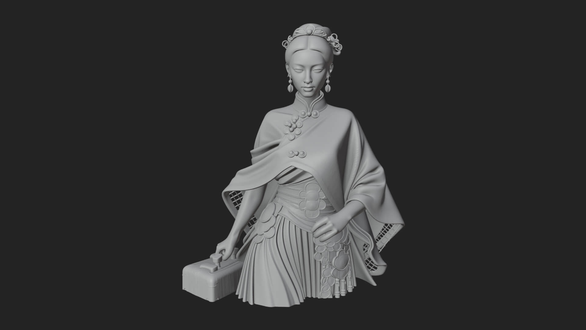 Shawl Wrapped Lady Statue Design 1 3D Print Model 3D Model