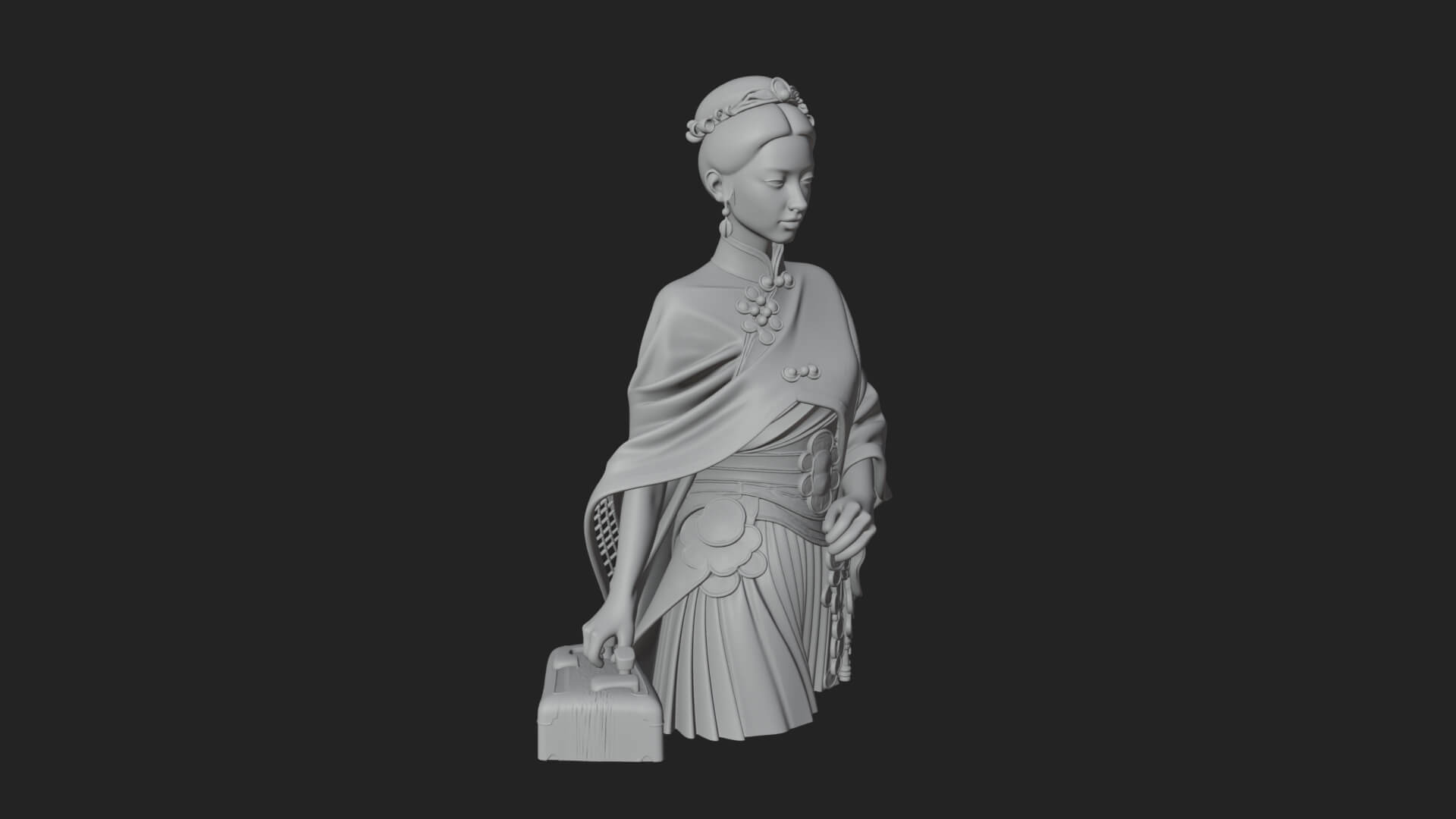 Shawl Wrapped Lady Statue Design 1 3D Print Model 3D Model