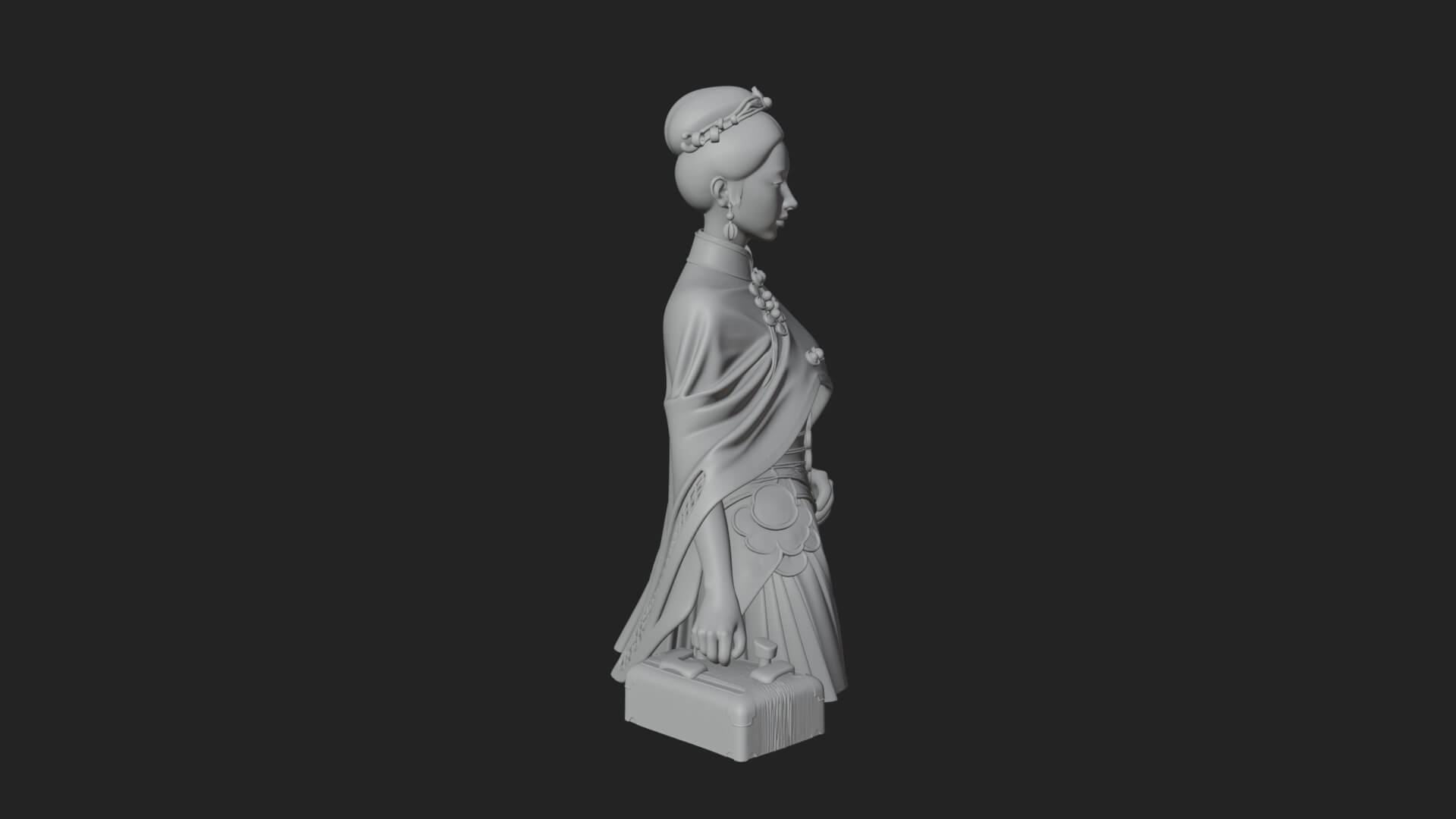 Shawl Wrapped Lady Statue Design 1 3D Print Model 3D Model
