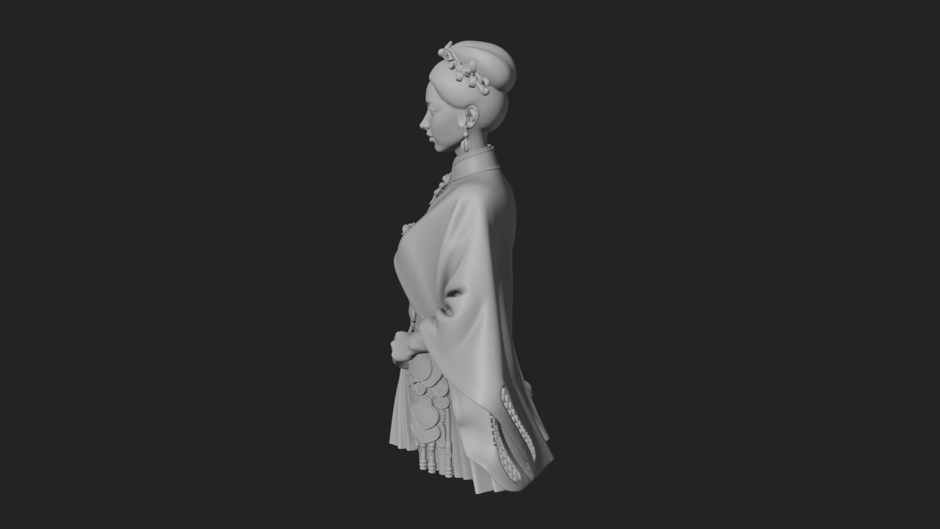 Shawl Wrapped Lady Statue Design 1 3D Print Model 3D Model